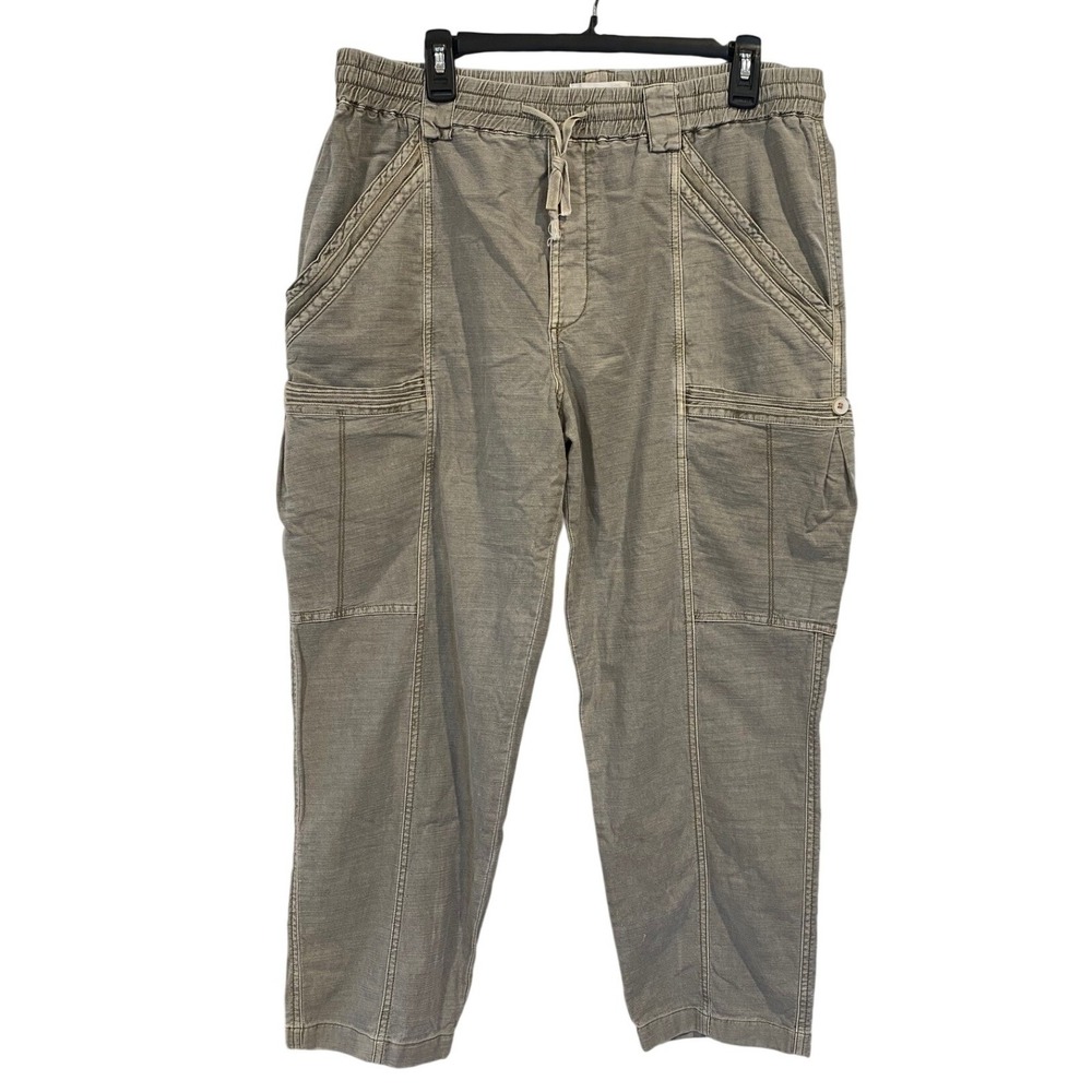 By Anthropologie Cargo Pants Womens 31 Olive Green Elastic Waist Tapered Barrel